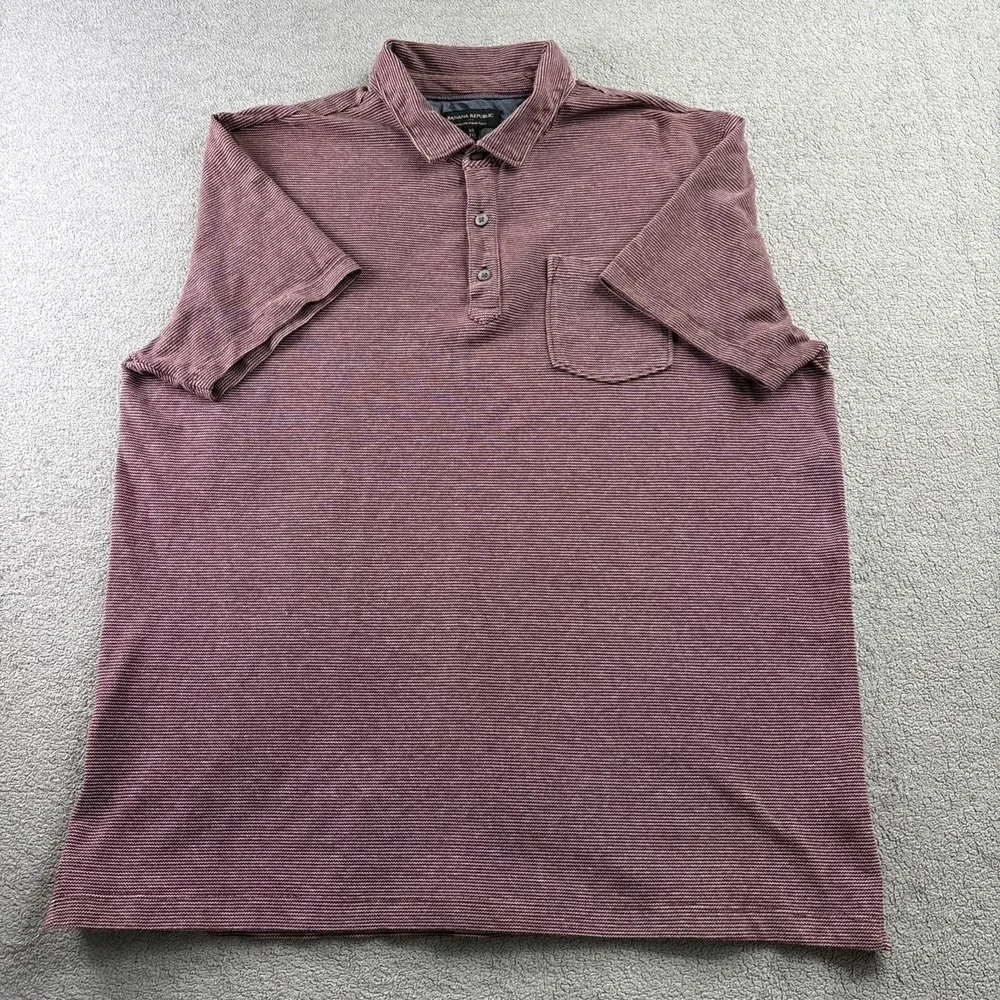 Banana Republic Polo Shirt‎ Mens XL Red & Cream Short Sleeve Wicking Pique